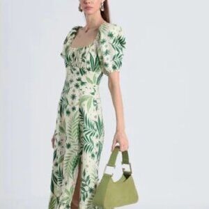 & other stories puff sleeve linen midi dress